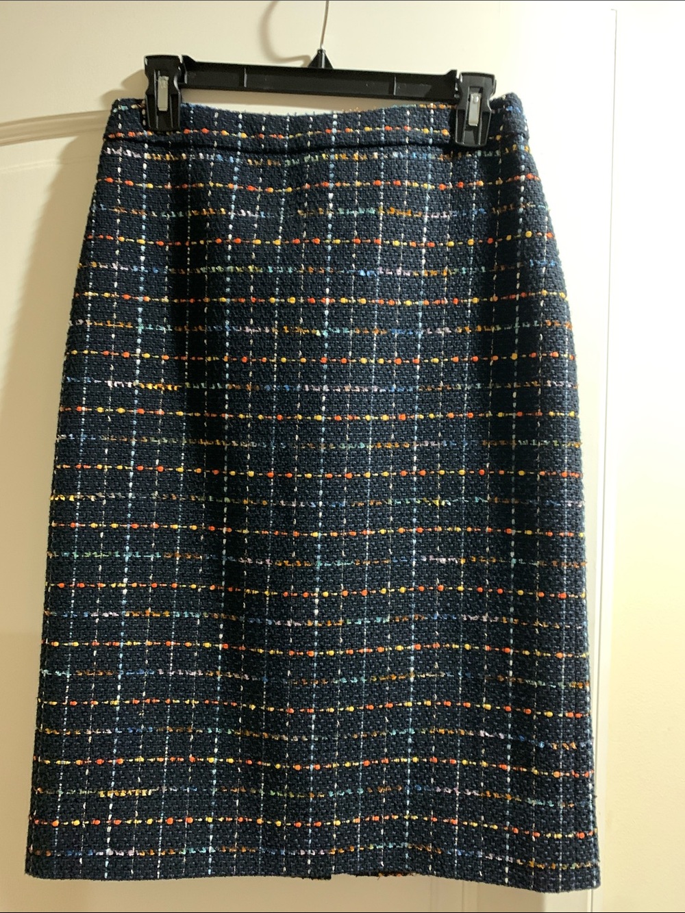 NWT Veronica Beard Navy Tweed Pencil Skirt with Multicolor Specks